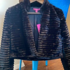 Betsey Johnson faux fur jacket NWT